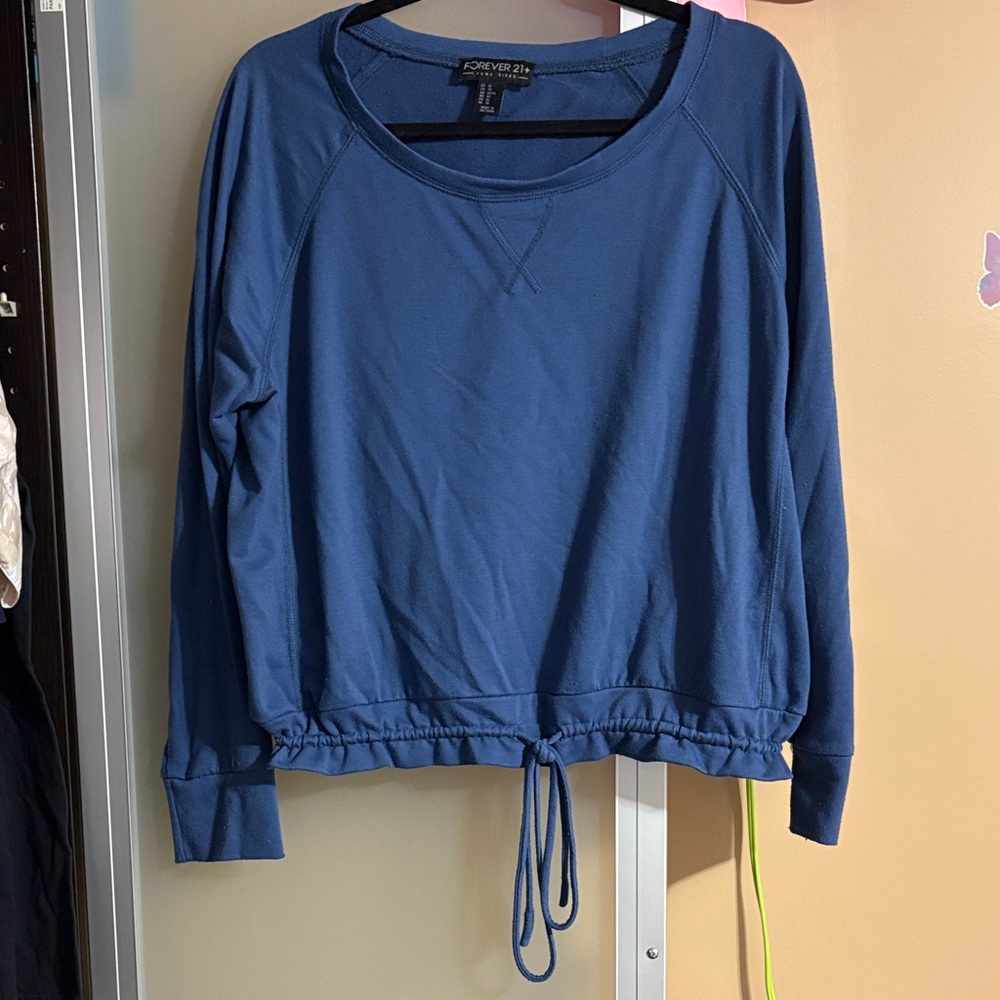 Forever 21 Navy Blue Drawstring Sweatshirt